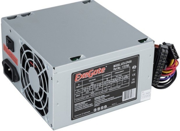 Блок питания ExeGate 450W CP450 (EX172785RUS-PC) мощность 450 Вт, ATX12V 2.3, вентилятор 80 мм