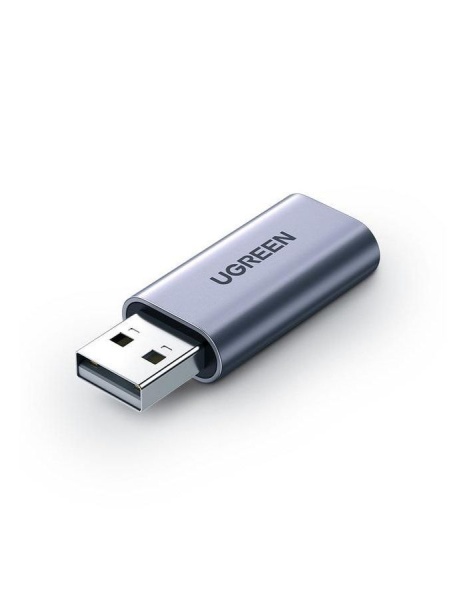 UGREEN CM383 Grey внешняя звуковая карта, интерфейс USB 2.0, аналоговые аудиовыходы: mini jack 3,5 мм