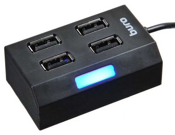 Разветвитель USB 2.0 Buro BU-HUB4-U2.0 4порт. черный