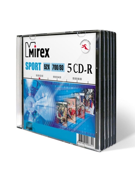 Диск CD-R Mirex 700Mb 52x Sport Slim Case (5шт) (208341)
