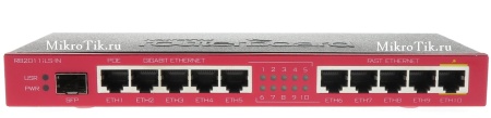 RB2011iLS-IN Router. Ethernet 5x 10/100 + 5x 1000 +SFP. PoE {20}, (000293)