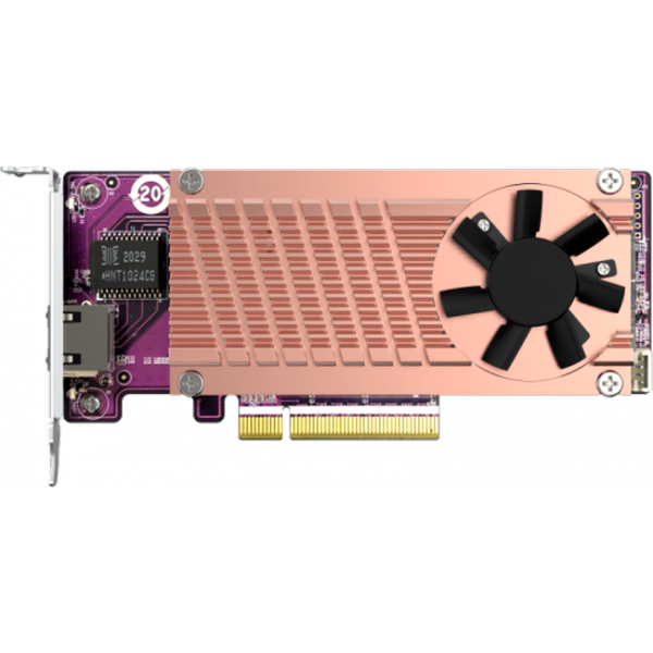 QM2-2P10G1TB Карта расширения 2 слота M.2 22110/2280 NVMe  SSD. Интерфейс PCIe Gen2 x4, 1 порт 10 GbE BASE-T.