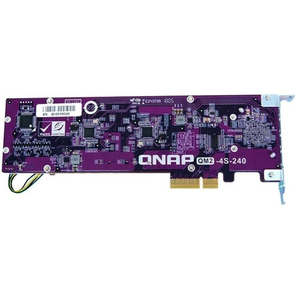 QM2-4S-240 Карта расширения 4 слота M.2 2280 SATA SSD. Интерфейс PCIe Gen2 x4.