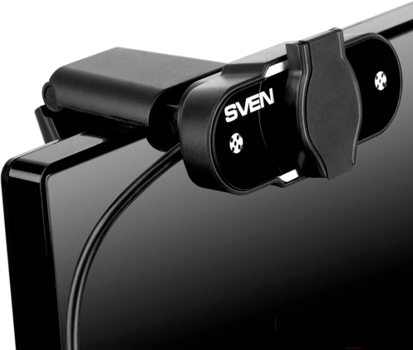 Веб-камера Sven IC-915 разрешение видео 1280x720, 30 Гц, подключение через USB 2.0, микрофон, автоматическая фокусировка, шторка, крепление на мониторе
