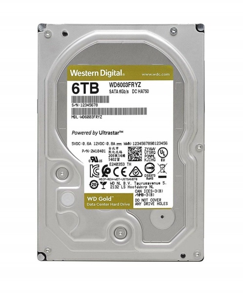 Жесткий диск Original SATA-III 6Tb WD6003FRYZ Gold (7200rpm) 256Mb