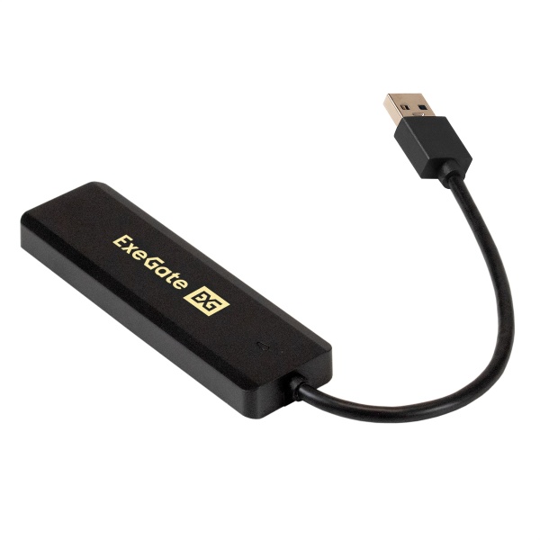 USB-Хаб (концентратор) ExeGate EX293980RUS  DUB-4P/1 (кабель-адаптер USB3.0 --> 4xUSB3.0, Plug&Play, черный)