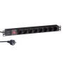 EX280843RUS Блок розеток ServerPro PDU-19H804 Al-8S-EU2.5-SW, 19",1U,алюм, 8Schuko, евровилка, 2.5м