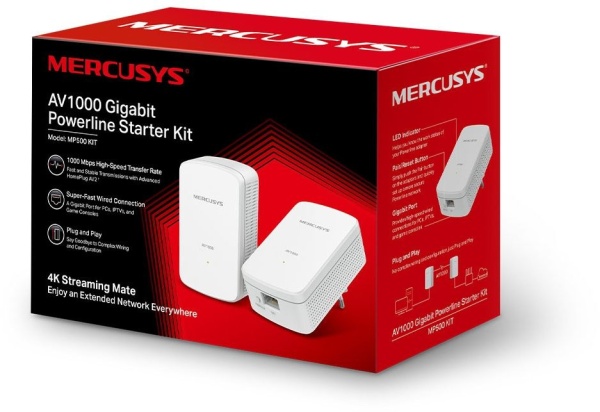 Сетевой адаптер Powerline Mercusys MP500 KIT Gigabit Ethernet (упак.:2шт)