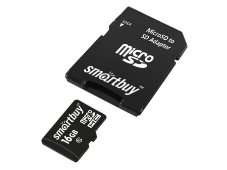 Карта памяти SmartBuy SB16GBSDCL10-01-BTS microSDHC 16GB + адаптер