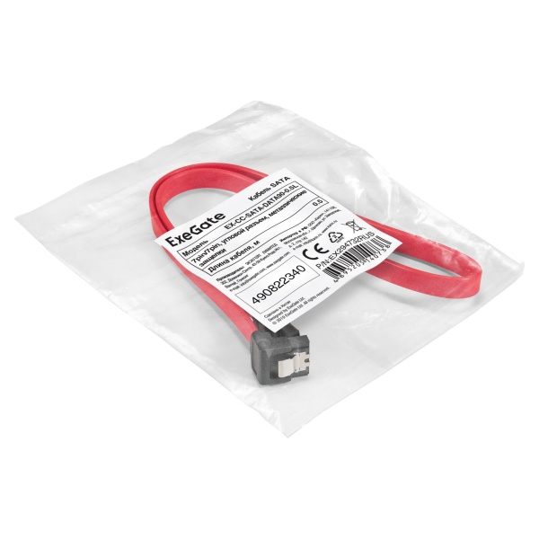 Кабель SATA - SATA, 0.5м, EX-CC-SATA-DATA90-0.5L SATA - SATA, L-образный разъём, 0.5 м