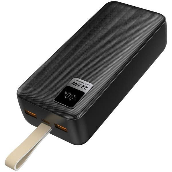 Внешний аккумулятор Perfeo Waterfall 30000mAh Black ёмкостью 30000 мАч, выход: 2xUSB, USB Type-C, вход: USB Type-C, быстрая зарядка, индикатор заряда