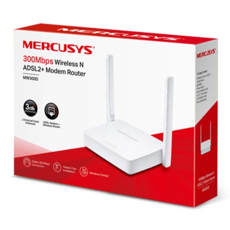 Роутер беспроводной Mercusys MW300D N300 10/100BASE-TX/ADSL белый