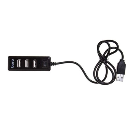 Разветвитель USB 2.0 Buro BU-HUB4-0.5L-U2.0 4порт. черный