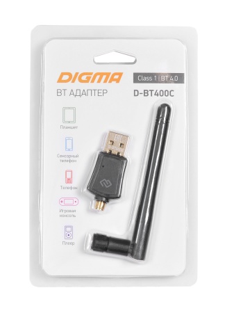 Адаптер USB Digma D-BT400C Bluetooth 4.0+EDR class 1 100м черный