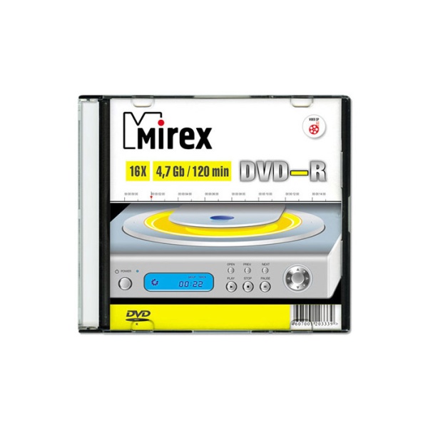 Диск DVD-R Mirex 4.7Gb 16x Slim Case (1шт) (202363)