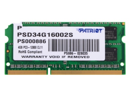 Оперативная память Patriot Signature Line 4GB DDR3 SO-DIMM PC3-12800 [PSD34G16002S]