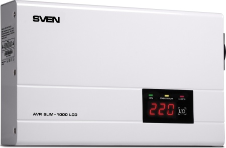 Стабилизатор напряжения SVEN AVR SLIM-1000 LCD белый