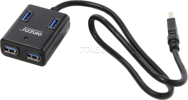 USB-хаб Ginzzu GR-384UAB USB 3.0 4 port + adapter
