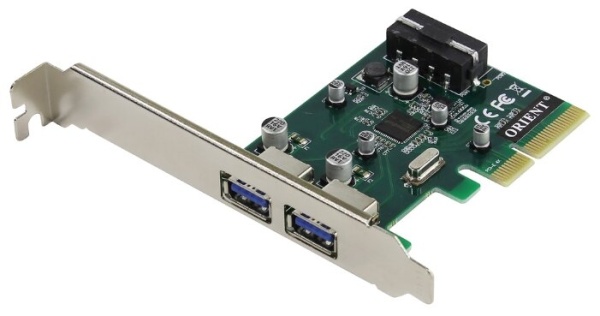 AM-31U2PE-2A, Контроллер PCI-Ex4 v3.0, USB 3.2 Gen2 2-port ext Type-A, ASM1142 chipset, разъем доп.питания, в комплекте LP планка крепления (30046)