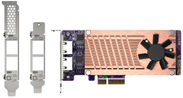 QM2-2P2G2T плата расширения, 2 слота M.2 2280 NVMe SSD, интерфейс PCIe Gen3 x4, 2 порта 2.5 GbE BASE-T