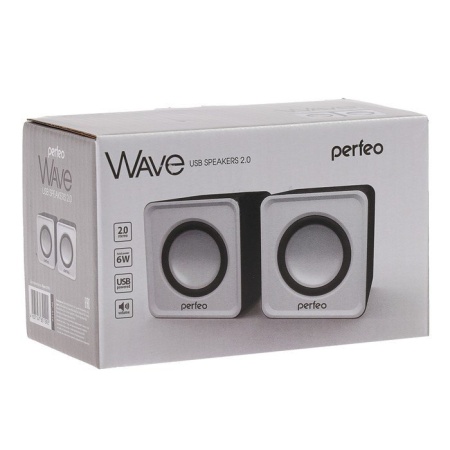 Perfeo "WAVE" 2.0, мощность 2х3Вт (RMS), белый, USB [PF-128-W] PF_5129