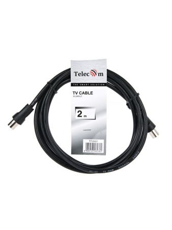 Кабель удлинительный антенный 9.5mm, 75 Ом,ТВ-М-->ТВ-F, 2m, Telecom (TTV9501-2M)