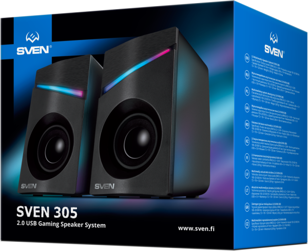 Sven 305 Black акустика стерео, мощность 6 Вт, диапазон частот: 100-20000 Гц, питание от USB