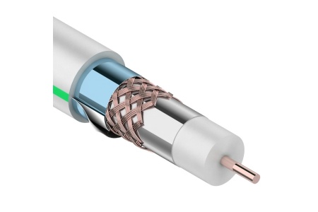 Кабель коаксиальный 01-2221 RG-6U+CU, (64%), 75 Ом, 100м., белый