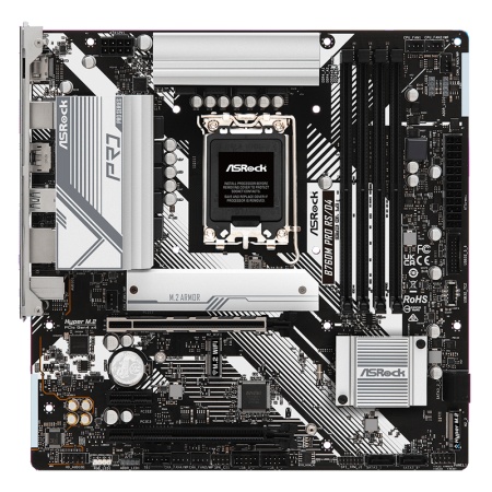 Материнская плата ASRock B760M Pro RS/D4 сокет LGA 1700, чипсет Intel B760, 4xDDR4, 2xPCI-E 4.0, 3xM.2, сеть: 2.5 Гбит/с, HDMI, DisplayPort, подсветка, mATX