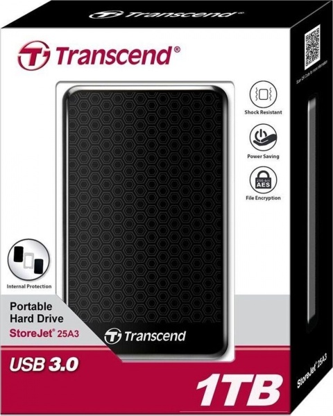 USB 3.0 1Tb TS1TSJ25A3K StoreJet 25A3 2.5" черный