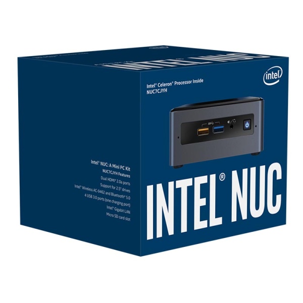 NUC BOXNUC7CJYHN2 NUC kit, Celeron J4005, 2.7 GHz, DDR4 SODIMM (up to 2400MHz/8Gb), VGA HD Graphics(2xHDMI 2.0), 4xUSB3.0, 1x2.5HDD, WiFi+BT, SHXC, powercord EU, w/ no codec