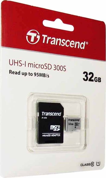 Карта памяти Transcend microSDHC Class 10 UHS-I 32GB + адаптер (TS32GUSDU1)
