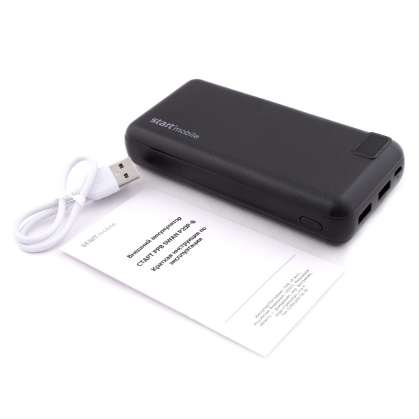 Мобильный аккумулятор Старт PPB Swan P20P-B 20000mAh 2.1A 2xUSB черный (14669)