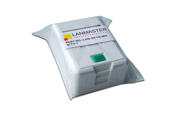 Коробка Lanmaster LAN-SA1/S-WH настенная 48x65x27мм крышка RJ45 (упак.:1шт)