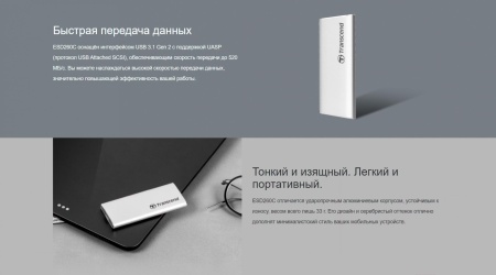 Внешний SSD 250Gb Transcend ESD260C (TS250GESD260C), 250 Гб, USB Type-C, чтение: 520 Мб/сек, запись: 460 Мб/сек